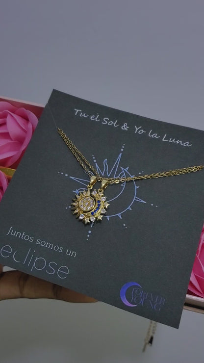 COLLARES  PROMESA DIJES SOL & LUNA CELESTIAL CRISTALES DE CIRCONITA