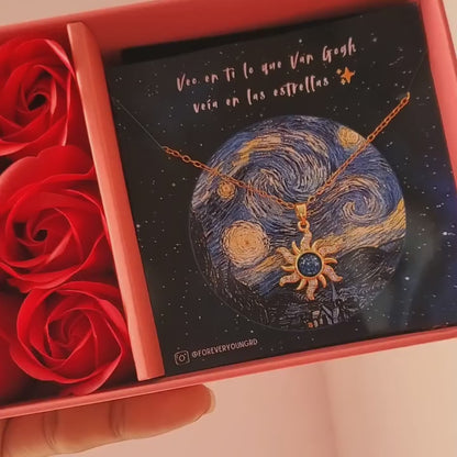 COLLAR SOL CELESTIAL CIELO ESTRELLADO ELEGANTE CRISTAL DE CIRCONIA