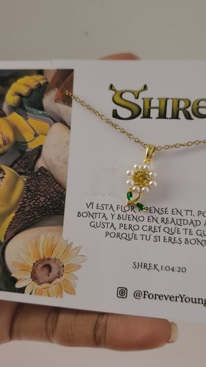 COLLAR FLOR GIRASOL PERLAS Y CRISTALES DE CORCONIA  INCRUSTADOS MINIMALISTA