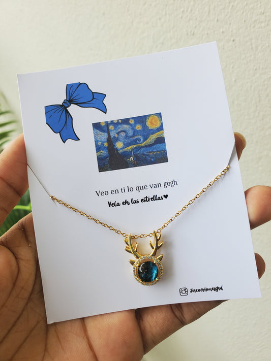 COLLAR VENADO  CIELO ESTRELLADO ELEGANTE CRISTAL DE CIRCONIA