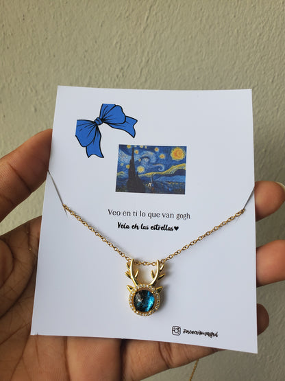 COLLAR VENADO  CIELO ESTRELLADO ELEGANTE CRISTAL DE CIRCONIA