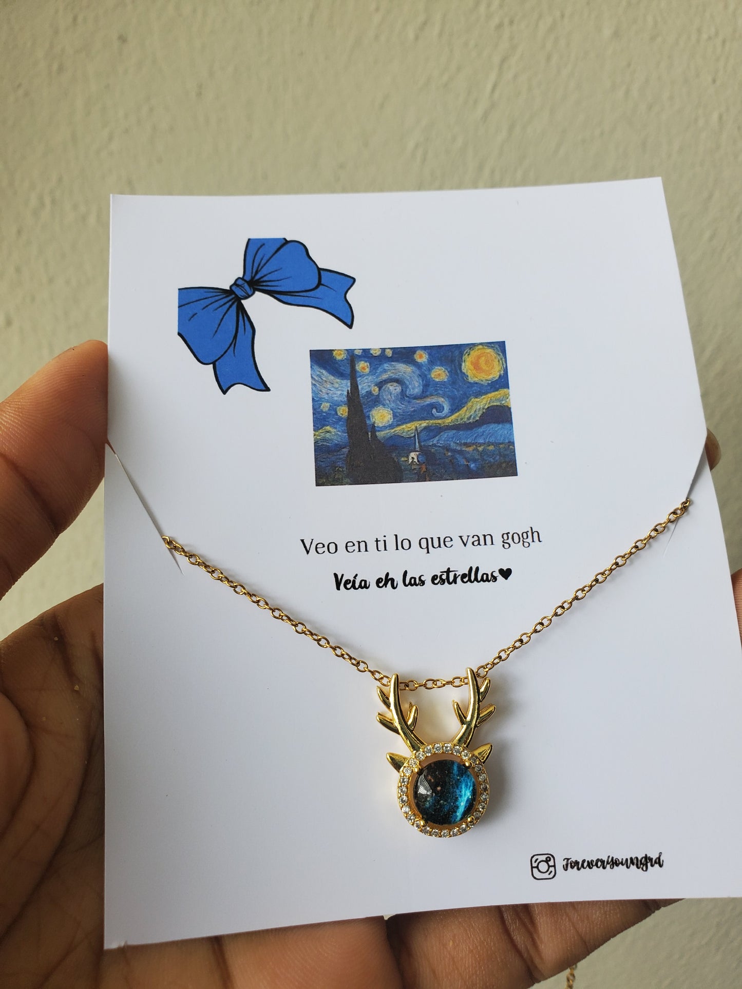 COLLAR VENADO  CIELO ESTRELLADO ELEGANTE CRISTAL DE CIRCONIA