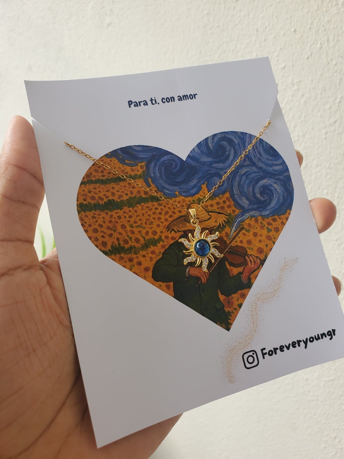 COLLAR SOL Y GIRASOL   CIELO ESTRELLADO ELEGANTE CRISTAL DE CIRCONIA