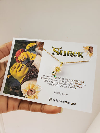 COLLAR FLOR GIRASOL PERLAS Y CRISTALES DE CORCONIA  INCRUSTADOS MINIMALISTA