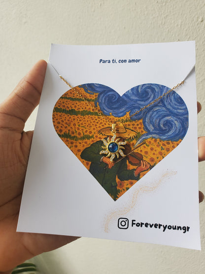 COLLAR SOL Y GIRASOL   CIELO ESTRELLADO ELEGANTE CRISTAL DE CIRCONIA