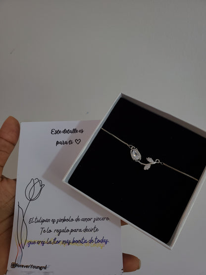BRAZALETE TULIPÁN ELEGANTE CRISTAL DE CIRCONIA