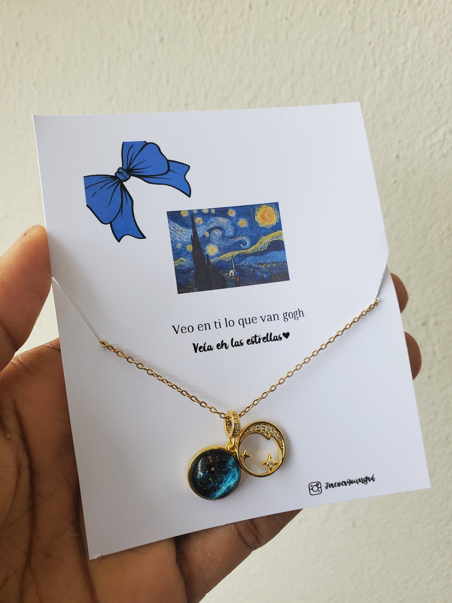 COLLAR DOBLE DIJE LUNA Y ESTRELLAS CIELO ESTRELLADO ELEGANTE CRISTAL DE CIRCONIA