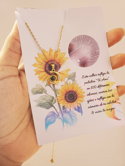 COLLARES FLORES LUNA Y ESTRELLAS  TE AMO EN 100 IDIOMAS DIFERENTES
