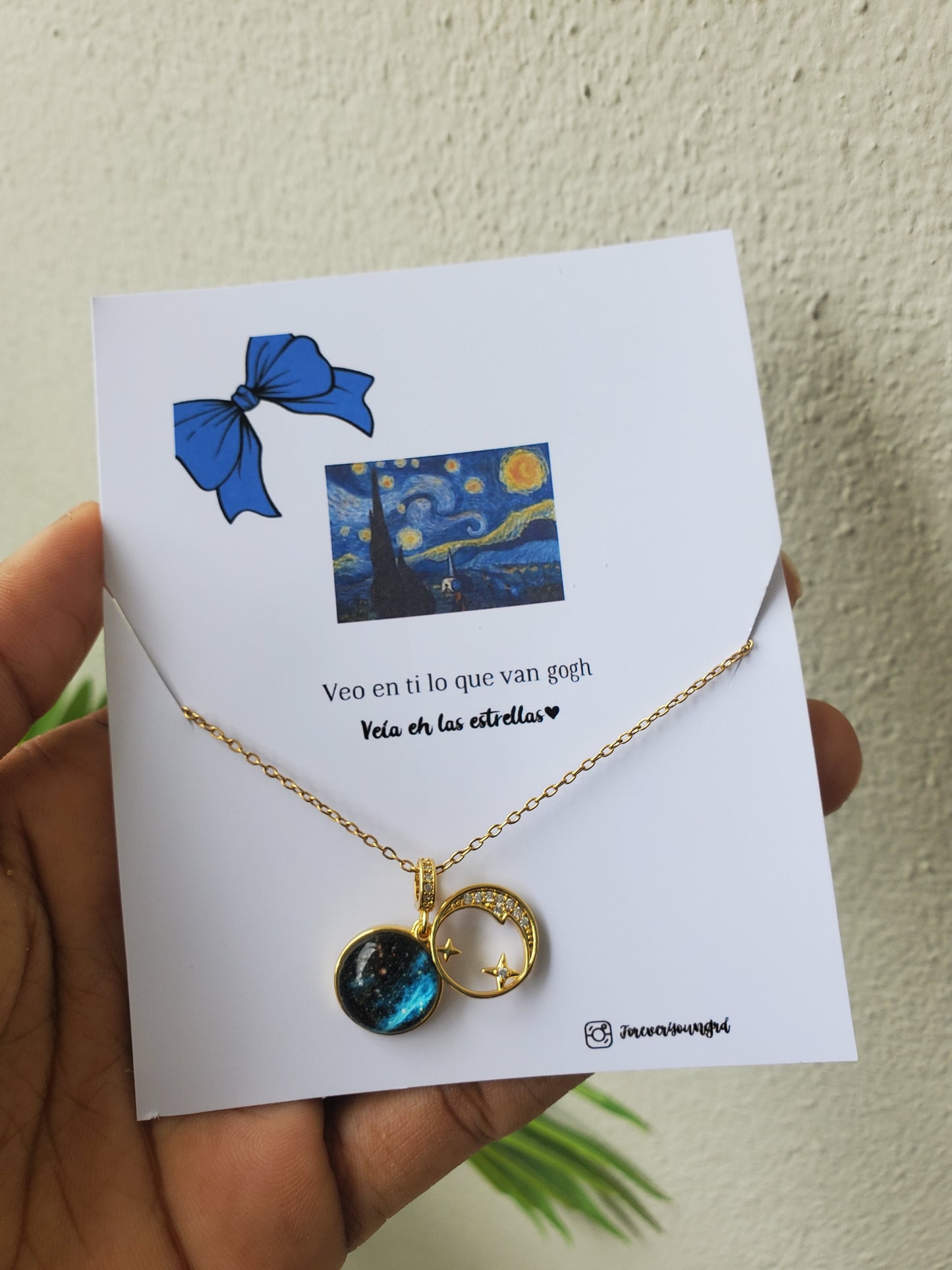 COLLAR DOBLE DIJE LUNA Y ESTRELLAS CIELO ESTRELLADO ELEGANTE CRISTAL DE CIRCONIA