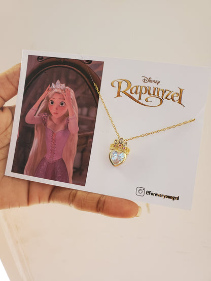 COLLAR CADENA CORONA  RAPUNZEL CRISTALES DE CIRCONIA