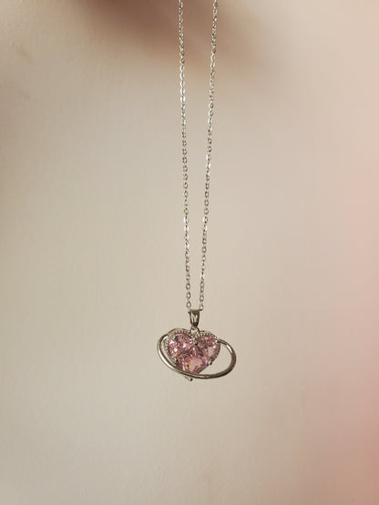 COLLAR CORAZON SATURNO ELEGANTE CRISTAL  DE CIRCONIA