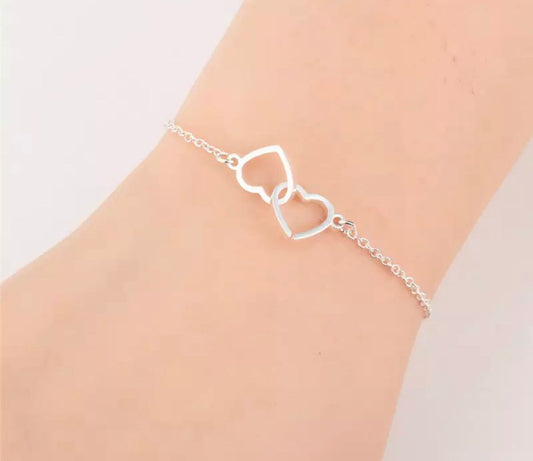 BRAZALETE CORAZÓN DOBLE MINIMALISTA