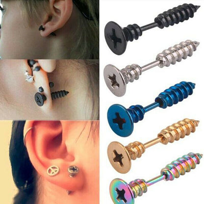 ARETES PUNK TORNILLO  ACERO