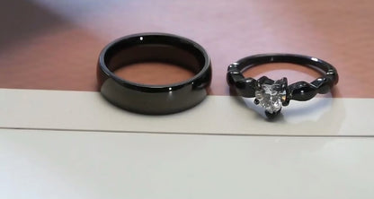 ANILLOS DE PAREJA PROMESA ACERO NEGRO MATTE