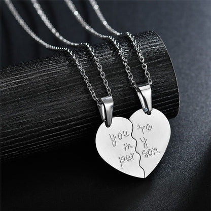 COLLARES DE PAREJA CORAZÓN PUZZLE  ACERO INOXIDABLE