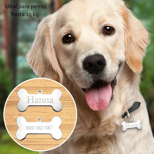 PLACA DE IDENTIFICACIÓN TAG PARA MASCOTAS PERROS PERSONALIZABLE