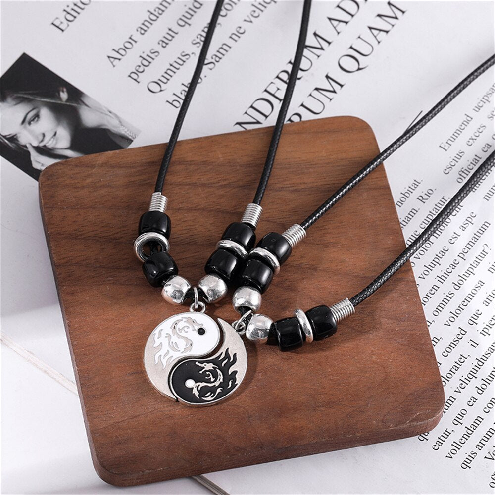 COLLARES YIN YANG PAREJA BFF DISEÑO DRAGÓN