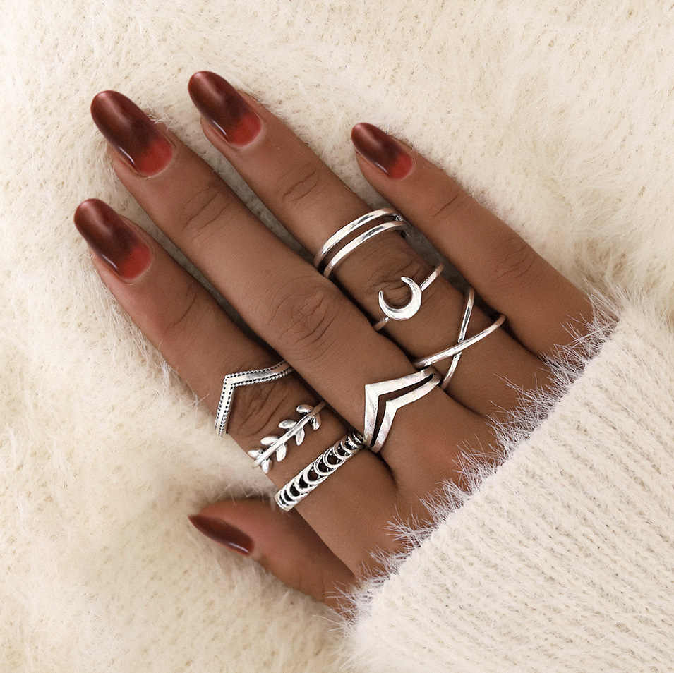 SET DE ANILLOS BOHO STYLE PLATEADOS