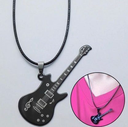 COLLAR MUSICAL GUITARRA  LEATHER & ACERO