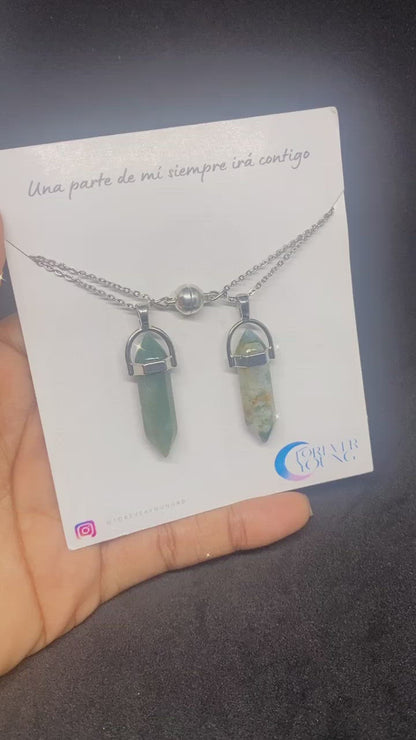 PAR COLLARES DE CUARZO  IMAN