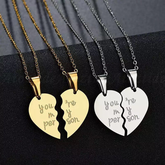 COLLARES DE PAREJA CORAZÓN PUZZLE  ACERO INOXIDABLE