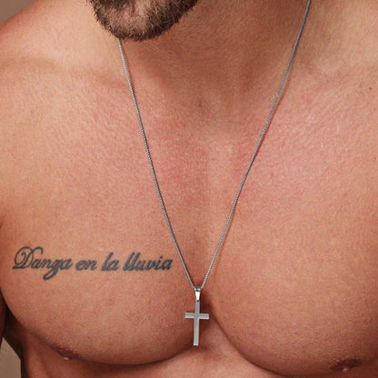 COLLAR CRUZ MASCULINO  ACERO INOXIDABLE & TITANIO