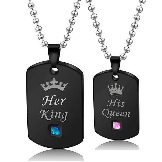 COLLARES DE PAREJA HIS QUEEN HER KING PLACAS