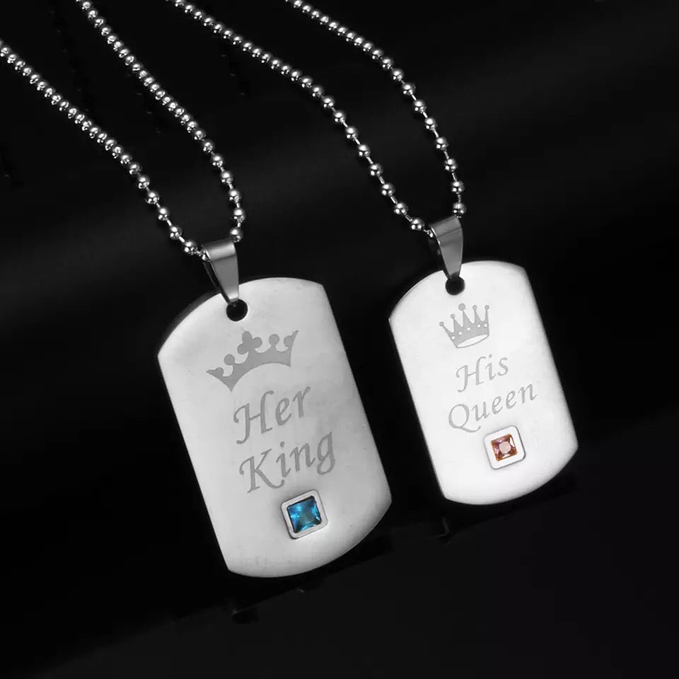 COLLARES DE PAREJA HIS QUEEN HER KING PLACAS