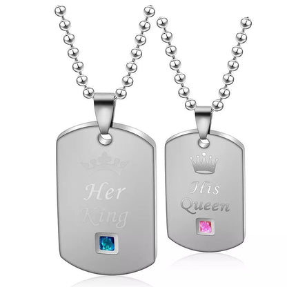 COLLARES DE PAREJA HIS QUEEN HER KING PLACAS