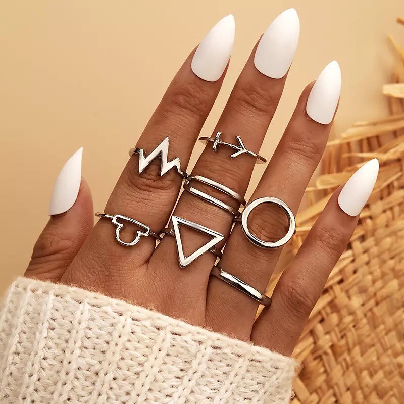 SET DE ANILLOS BOHO STYLE PLATEADOS