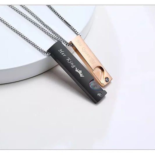 COLLARES DE PAREJA HIS QUEEN HER KING PLACAS FINAS