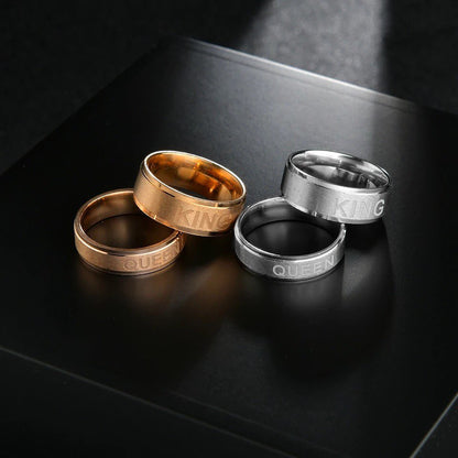 ANILLOS DE PAREJA SU REY, SU REINA PLATEADOS