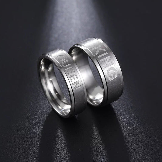 ANILLOS DE PAREJA SU REY, SU REINA PLATEADOS