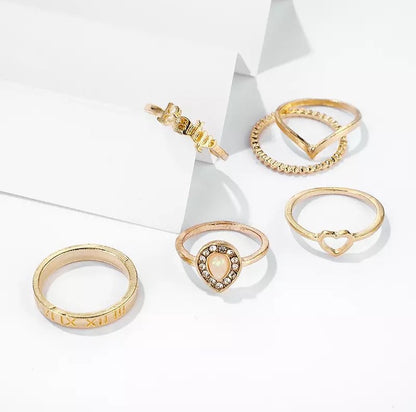 SET DE ANILLOS BOHO STYLE DORADOS