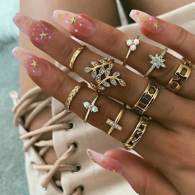 SET DE ANILLOS BOHO STYLE DORADOS