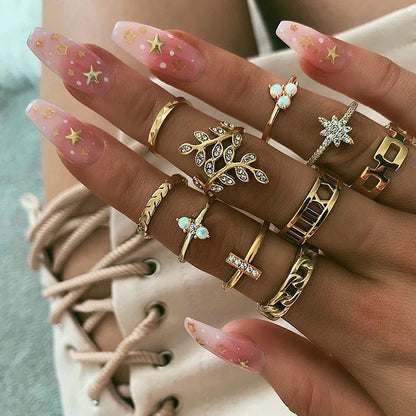 SET DE ANILLOS BOHO STYLE DORADOS