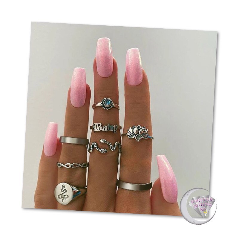 SET DE ANILLOS BOHO STYLE PLATEADOS