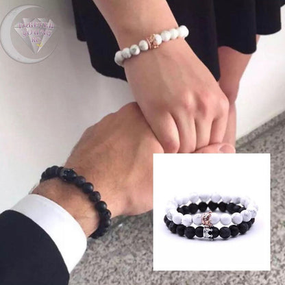 BRAZALETES KING & QUEEN PIEDRAS PRECIOSAS CORONA SU REY & SU REINA