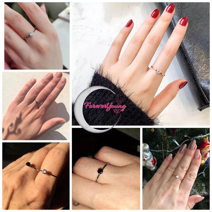 ANILLO MINIMALISTA CRISTAL  ACERO DE TITANIO