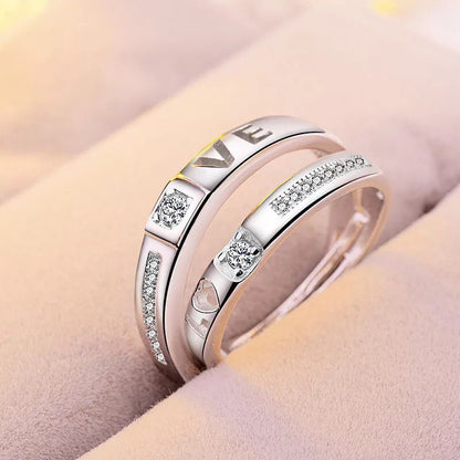 ANILLOS DE PROMESA CHAPADO EN PLATA 925, AJUSTABLES