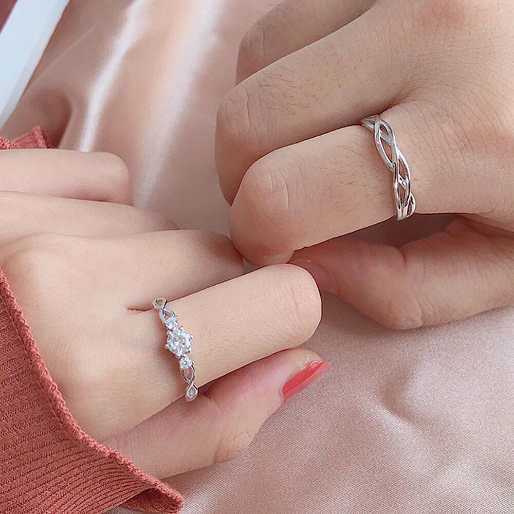 ANILLOS DE PROMESA CHAPADO EN PLATA 925, AJUSTABLES