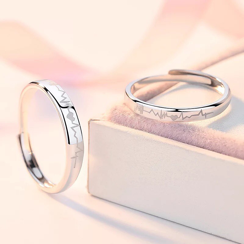 ANILLOS DE PROMESA CHAPADO EN PLATA 925, AJUSTABLES
