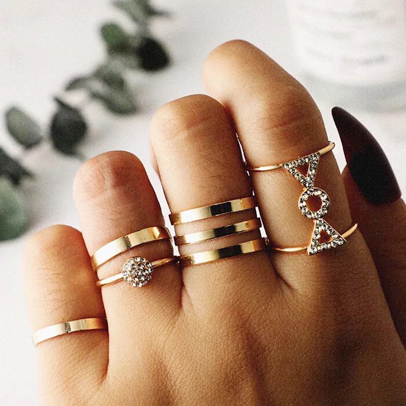 SET DE ANILLOS BOHO STYLE DORADOS