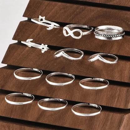 SET DE ANILLOS BOHO STYLE PLATEADOS