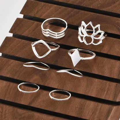 SET DE ANILLOS BOHO STYLE PLATEADOS