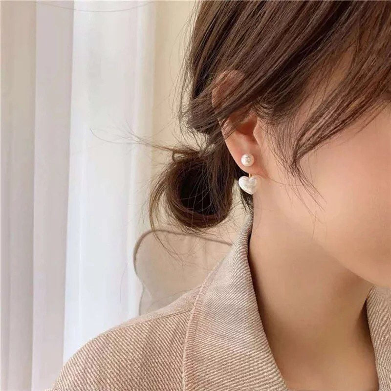 ARETES  CORAZÓN DE PERLAS