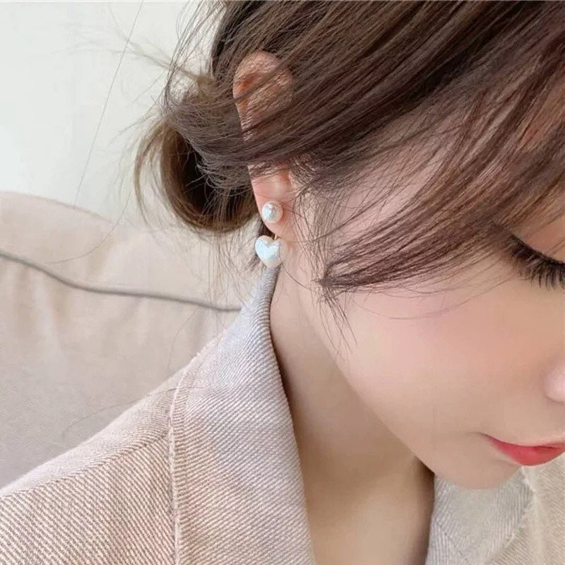ARETES  CORAZÓN DE PERLAS