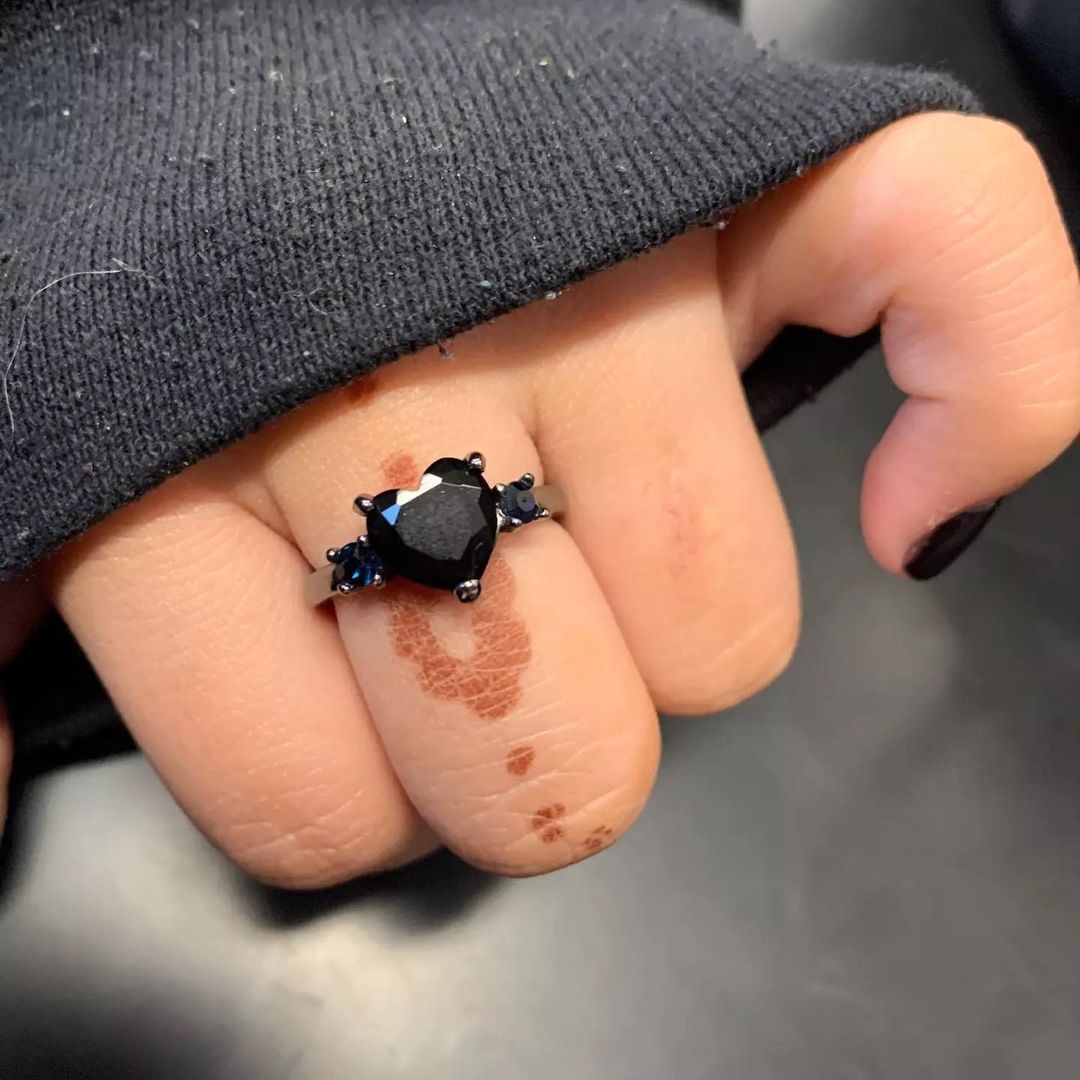 ANILLOS DE PAREJA DE PROMESA CIRCONIA CUBICA NEGRO MATTE