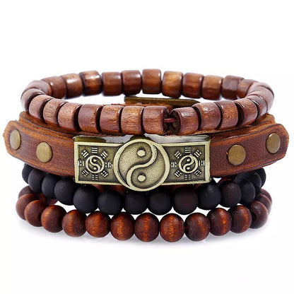 SET DE BRAZALETES EN CUERO YIN YANG