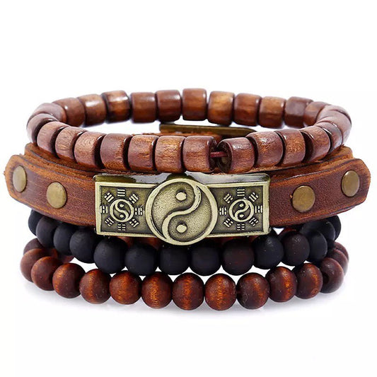 SET DE BRAZALETES EN CUERO YIN YANG